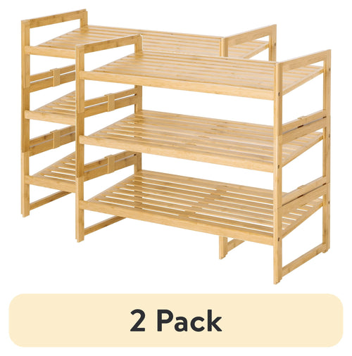 Velmora™ (2 pack) Bamboo 3-Tier Shoe Rack for 9 Pairs