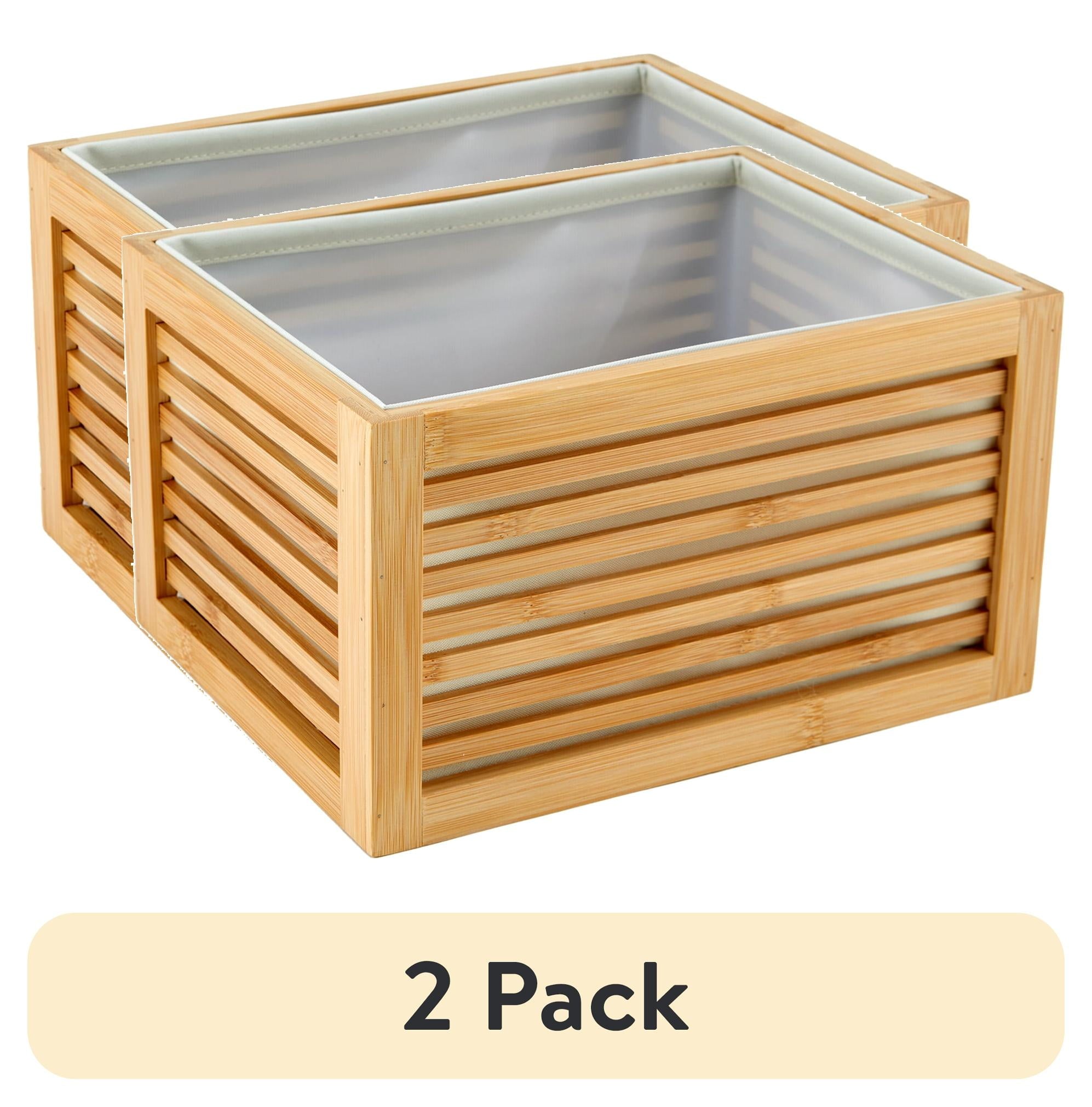Velmora™ (2 pack) Bamboo Slatted Basket Organizer