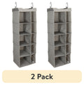 Velmora™ (2 pack) 5-Tier Hanging Closet Storage Organizer Dividers for Shoes and Clothes, 10-Compartments, Polyester & Cotton