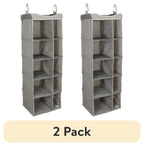 Velmora™ (2 pack) 5-Tier Hanging Closet Storage Organizer Dividers for Shoes and Clothes, 10-Compartments, Polyester & Cotton