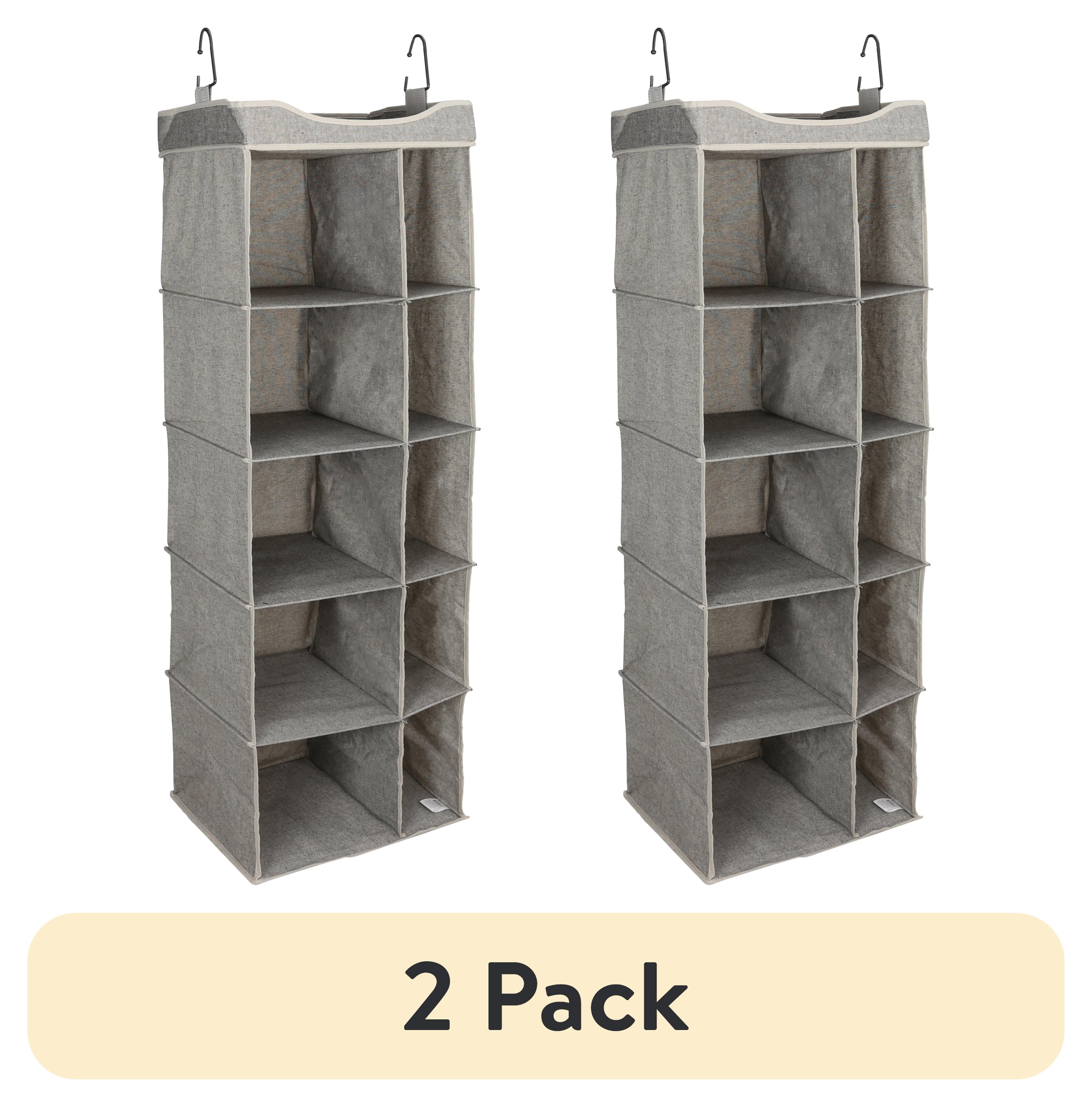 Velmora™ (2 pack) 5-Tier Hanging Closet Storage Organizer Dividers for Shoes and Clothes, 10-Compartments, Polyester & Cotton