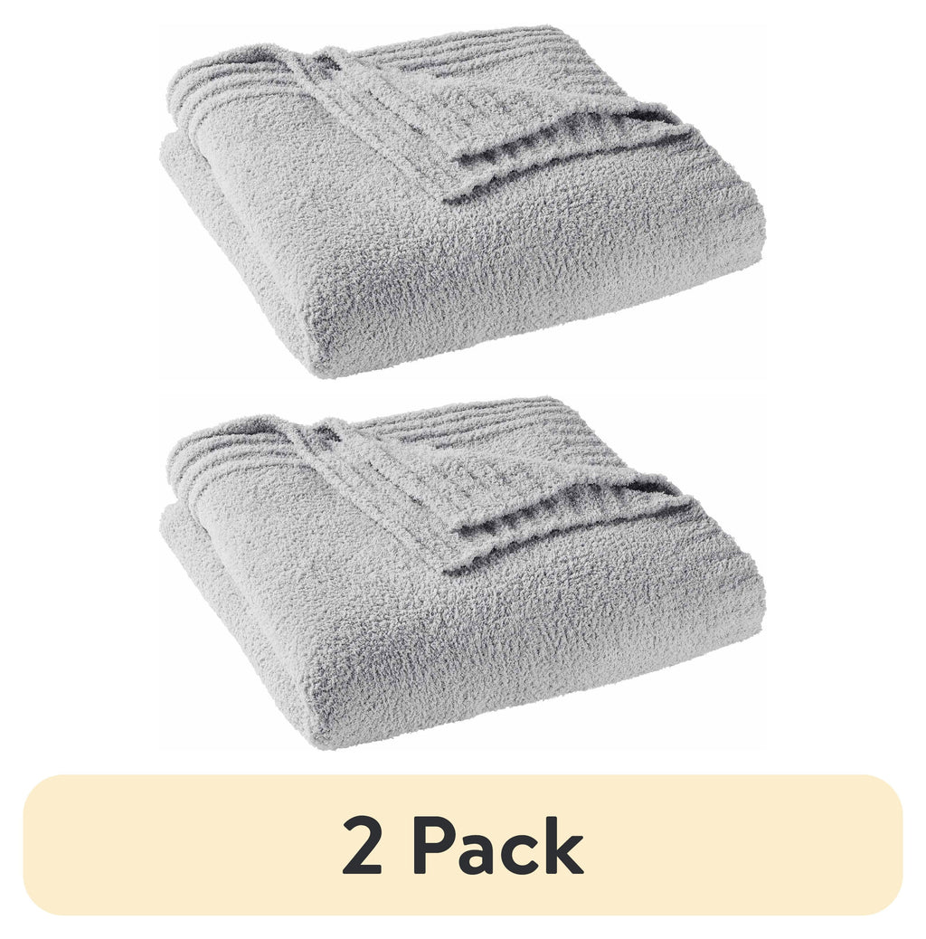 Velmora™ (2 pack) Cozy Knit Blanket, Light Grey, King