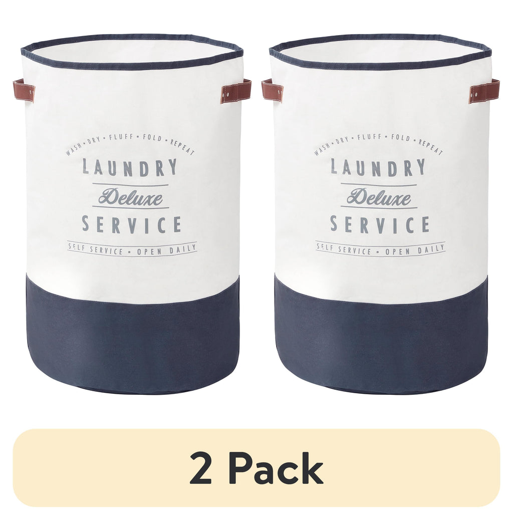 Velmora™ (2 pack) Ivory/Grey Canvas Laundry Hamper, 16 in x 25 in