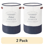 Velmora™ (2 pack) Ivory/Grey Canvas Laundry Hamper, 16 in x 25 in
