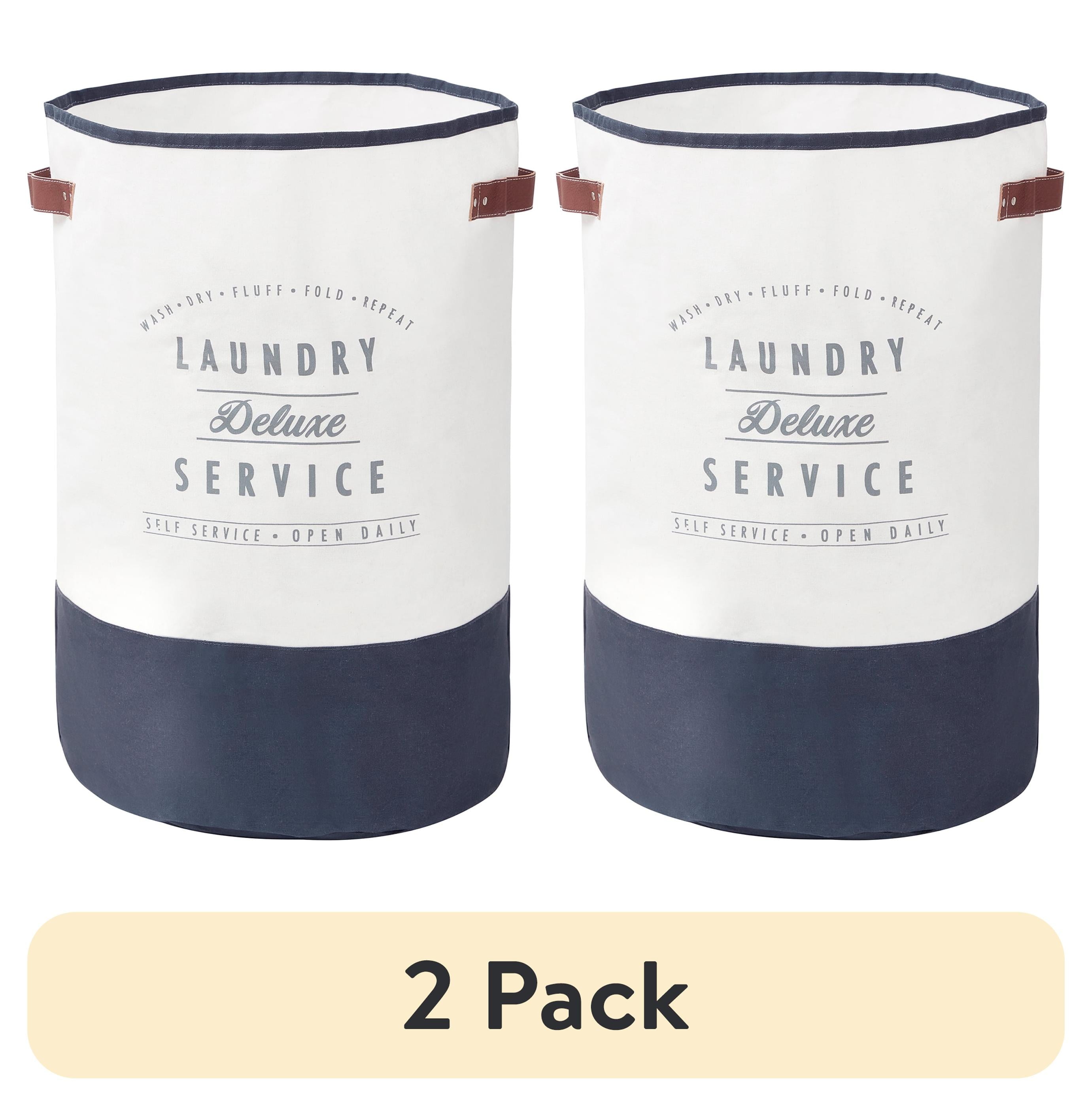 Velmora™ (2 pack) Ivory/Grey Canvas Laundry Hamper, 16 in x 25 in