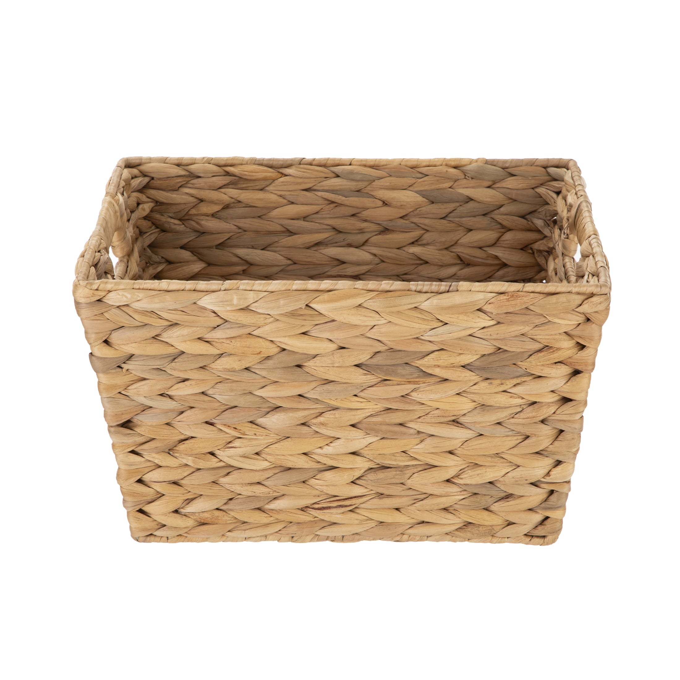 Velmora™ (2 pack) Large Water Hyacinth Decorative Storage Basket with Handles, 14 in x 11 in x 8.5 in