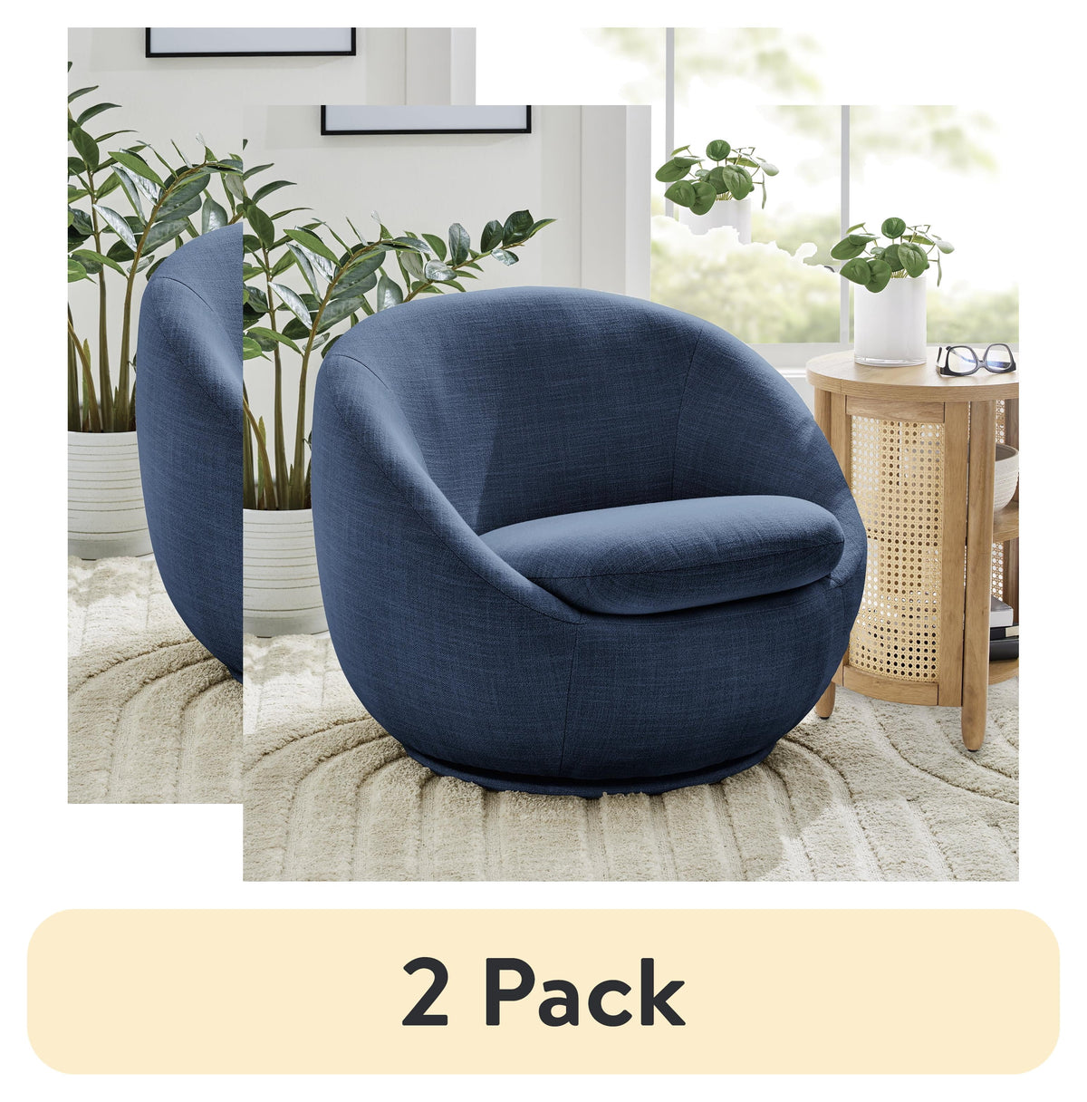 Velmora™ (2 pack) Mira Swivel Accent Chair, Indigo