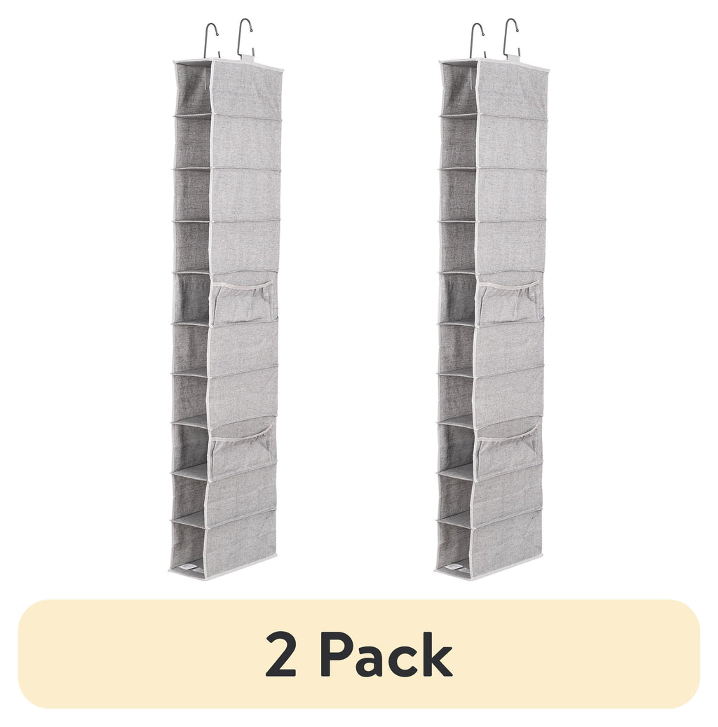 Velmora™ (2 pack) Gray 10-Shelf Hanging Closet Organizer with Side Pockets