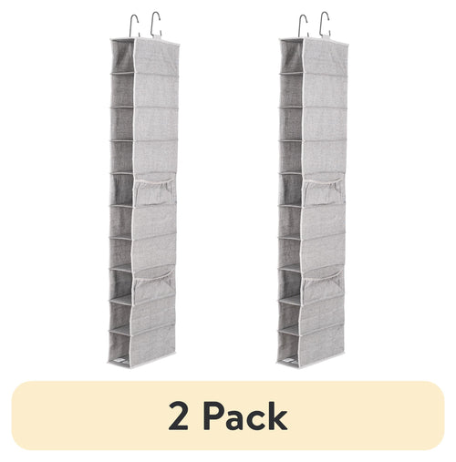 Velmora™ (2 pack) Gray 10-Shelf Hanging Closet Organizer with Side Pockets