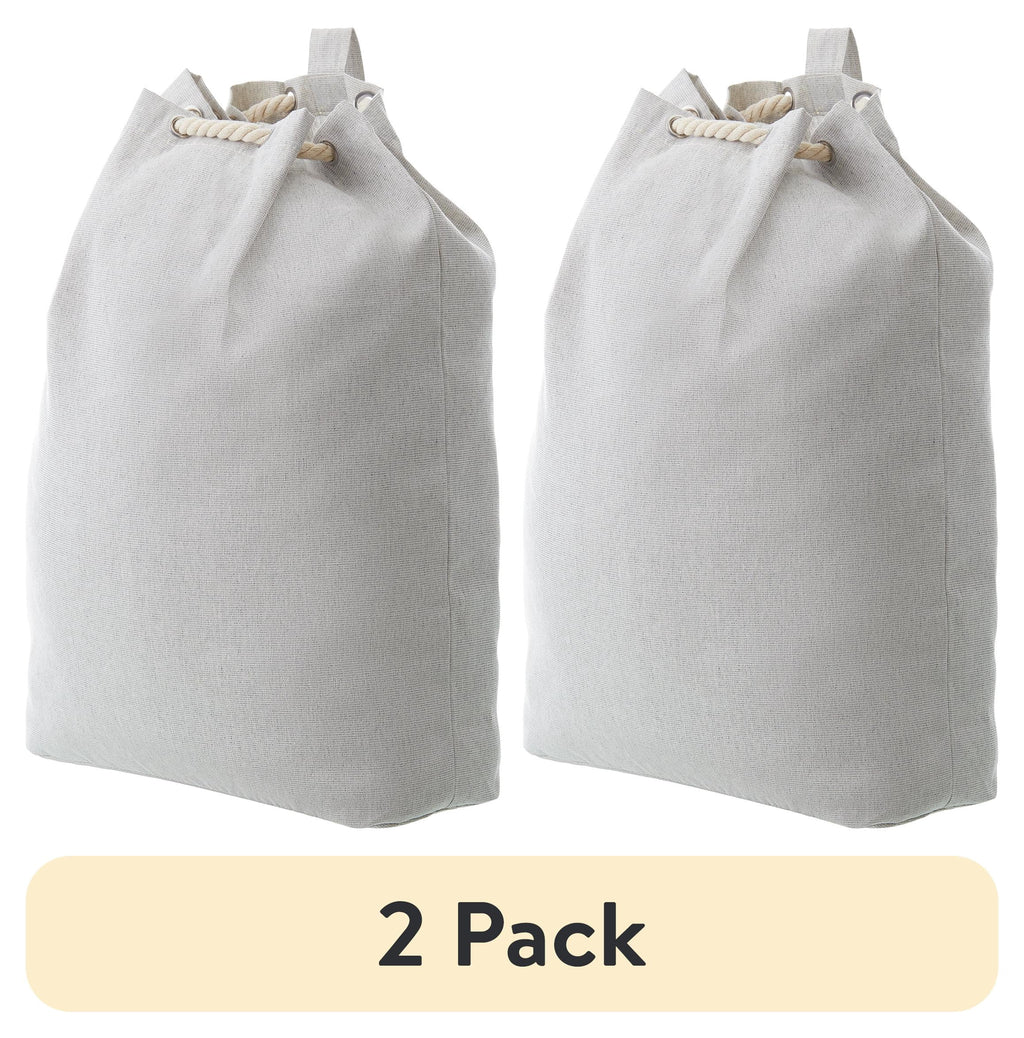Velmora™ (2 pack) Polyester and Cotton Canvas Laundry Bag, Gray, 15 in W x 7 in D x 24.5 in H