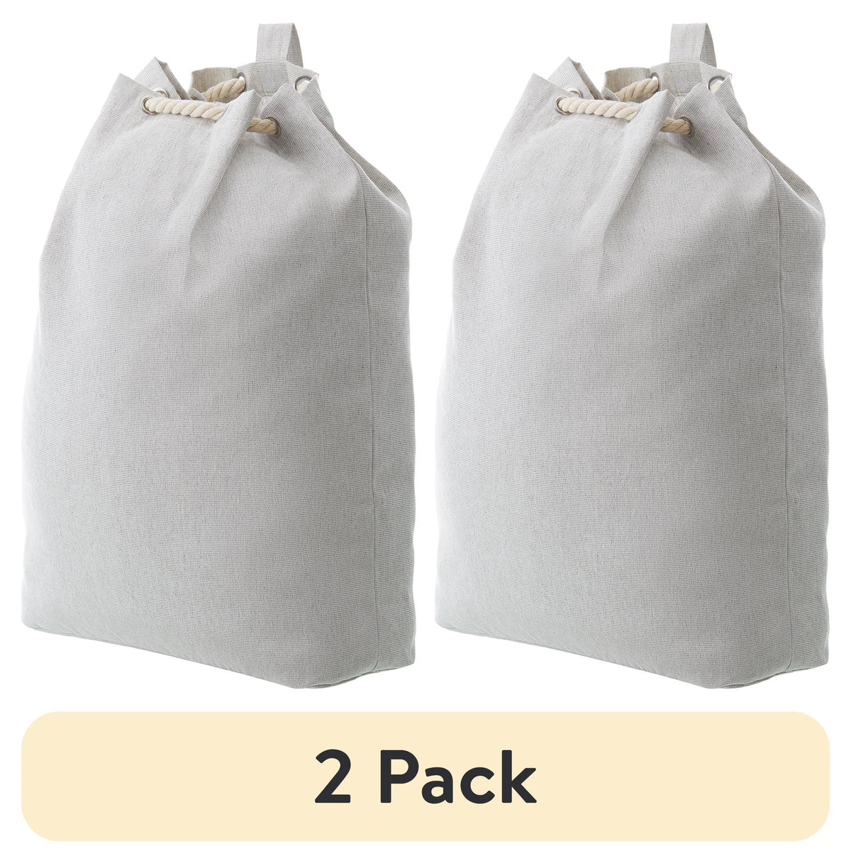 Velmora™ (2 pack) Polyester and Cotton Canvas Laundry Bag, Gray, 15 in W x 7 in D x 24.5 in H