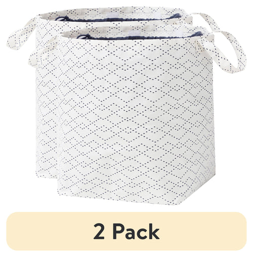 Velmora™ (2 pack) White/Black Lattice Laundry Tote, 16 in x 20 in