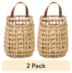 Velmora™ (2 pack) Water Hyacinth Hanging Basket with Faux Leather Strap