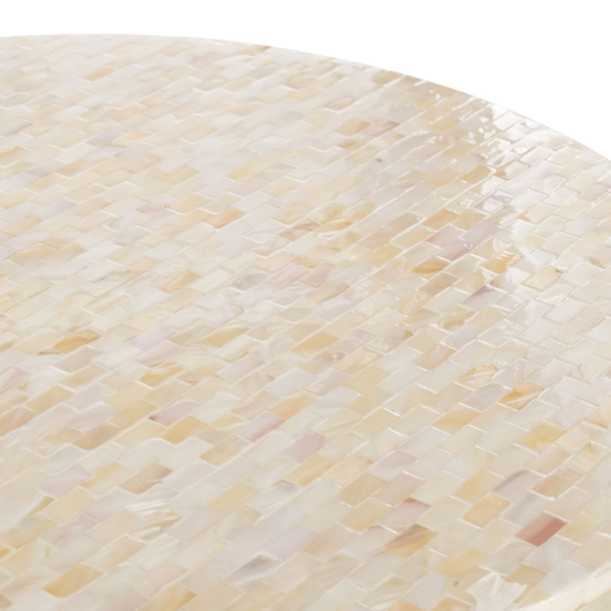 Velmora™ Fae Mosaic Modern Round Side Table, Pink Champagne/Gold