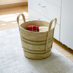 Velmora™ Natural Maize Colored Stripe Basket, Green, Large