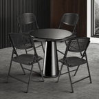 Velmora™ Premium Breathable Resin Folding Chair, Black, Set of 4
