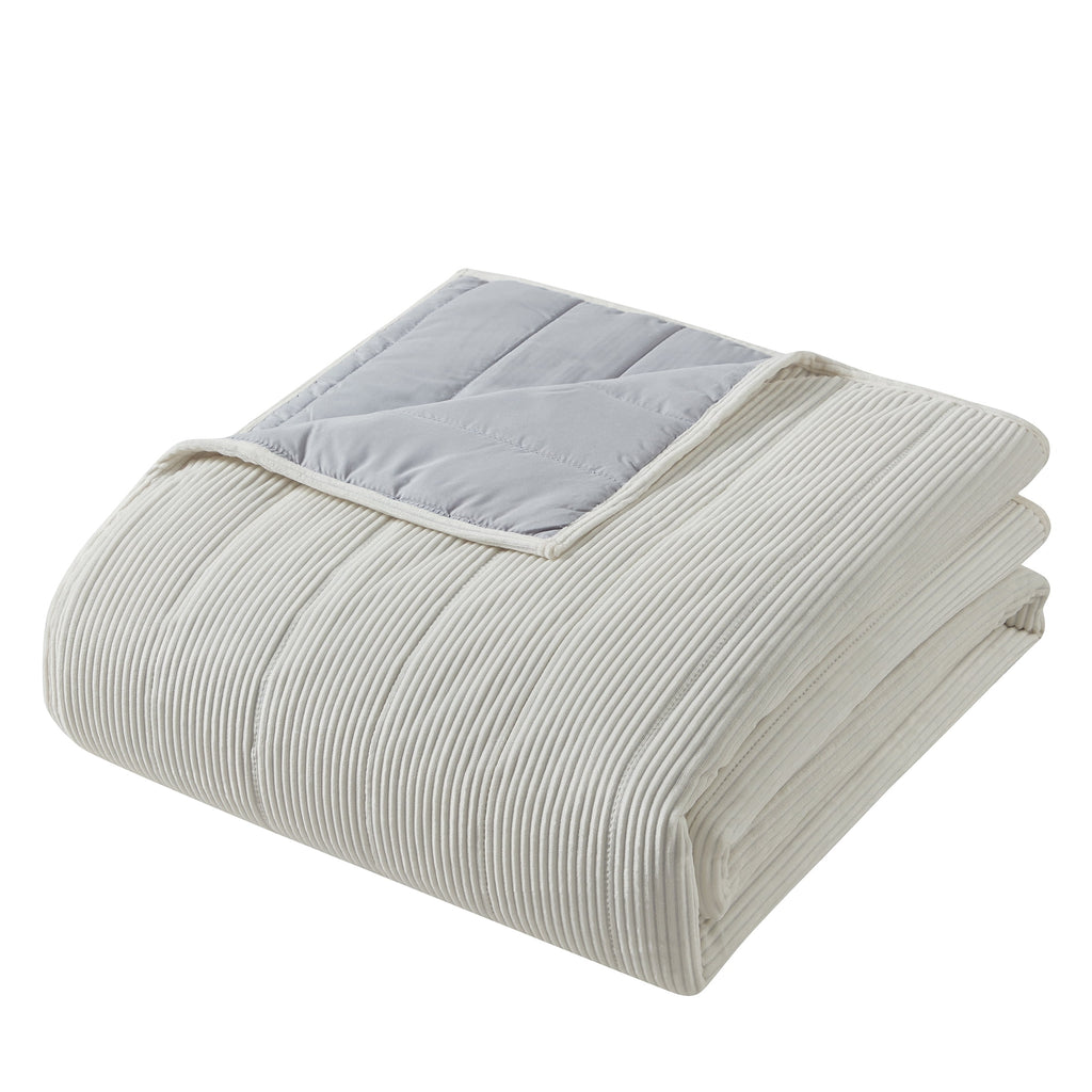 Velmora™ Corduroy Quilt, Full/Queen, White, Reversible Bedding