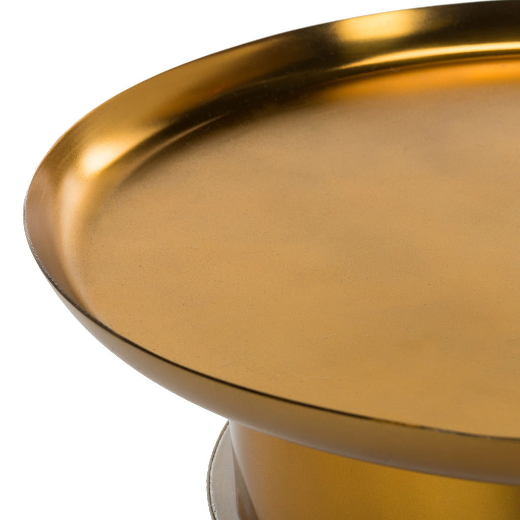 Velmora™ Zenith Round Modern Glam Tray Top Side Table, White/Gold