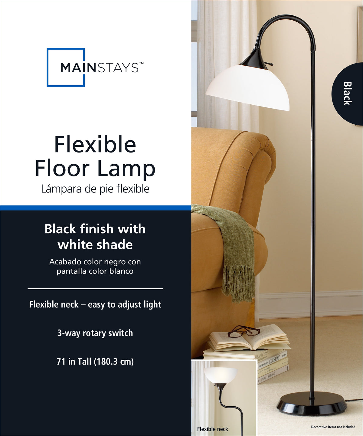 Velmora™ 71 in Black Gooseneck Floor Lamp with Flexible Neck