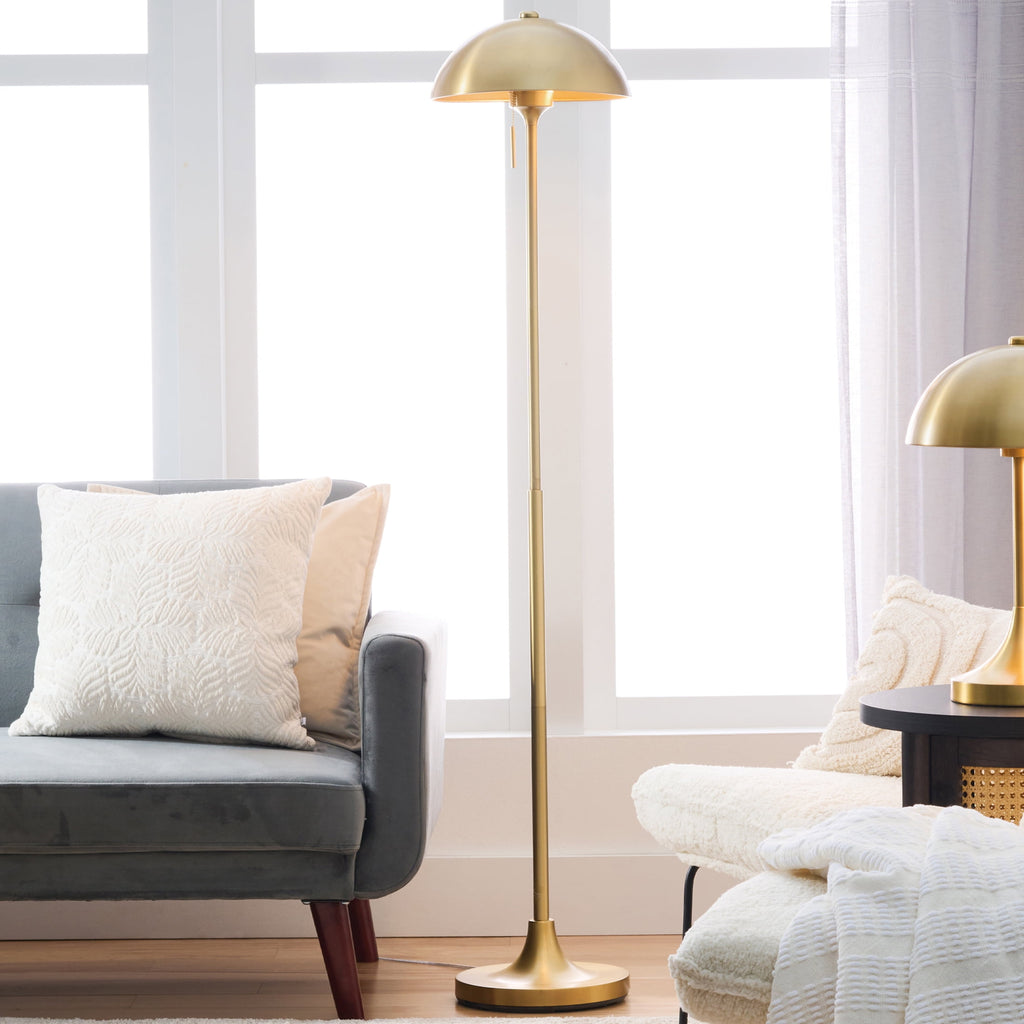 Velmora™ 62" Modern Pull-chain Brass Floor Lamp with Brass Dome Shade
