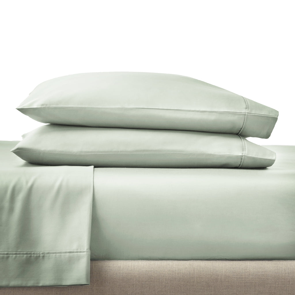 Velmora™ 4-Piece 300 Thread Count 100% Cotton Sateen Sheet Set, Soft Sea, Queen