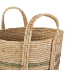 Velmora™ Natural Maize Colored Stripe Basket, Green, Large