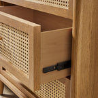 Velmora™ Springwood 4-Drawer Dresser with Caning Look, Light Honey