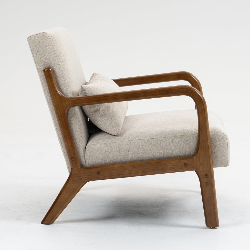 Velmora™ Wood Arm Accent Chair, Beige