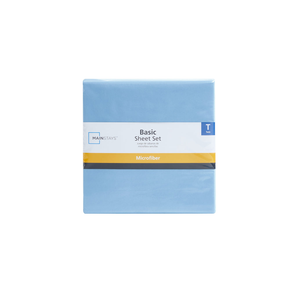 Velmora™ (4 pack) Basic Value Microfiber Bed Sheet Set, Light Blue, Twin, 3-Piece