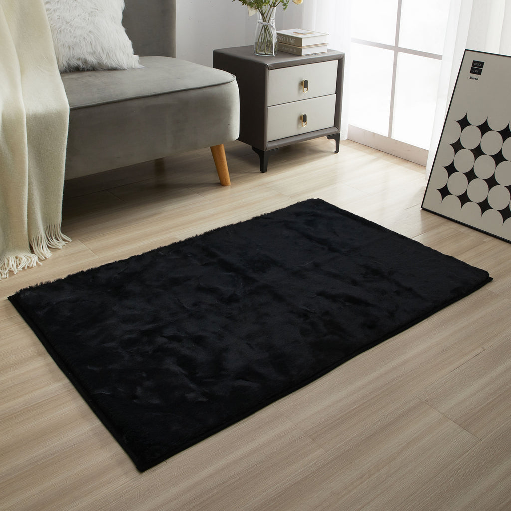Velmora™ Solid Soft Rabbit Faux Fur Area Rug Ivory,30x46"