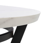 Velmora™ Placido Abstract Oval Coffee Table, White Marble/Black