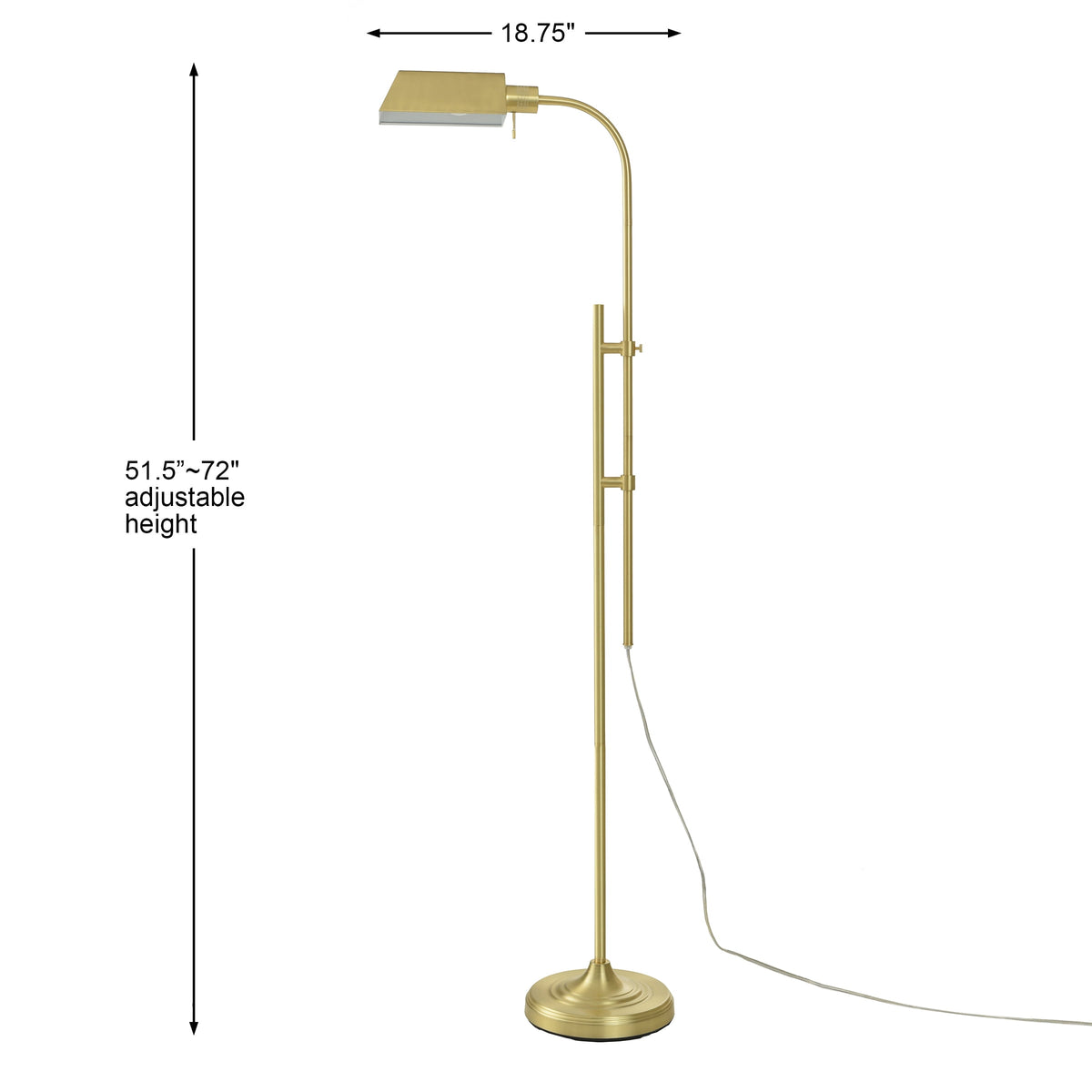 Velmora™ 1-Light Modern Adjustable Brass Floor Lamp Gold