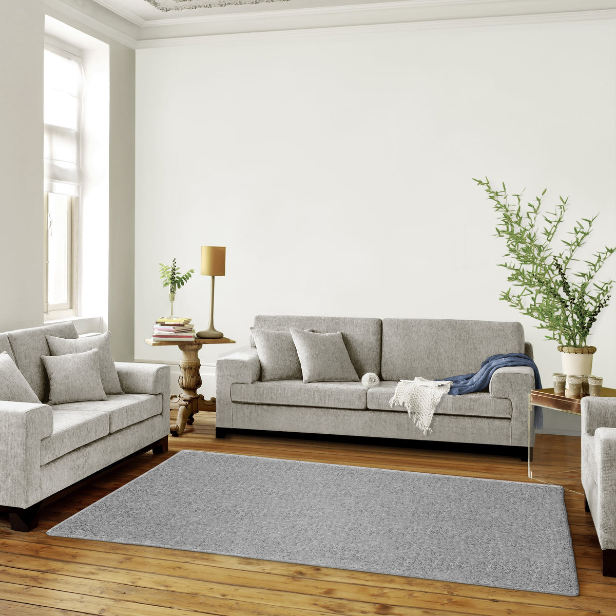 Velmora™ Gray Plush Shag Area Rug, 5' x 7'