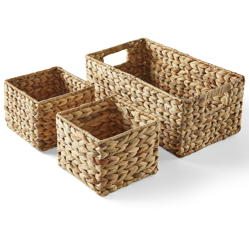 Velmora™ (2 pack) 3-Piece Natural Woven Water Hyacinth Decorative Storage Basket Set, Large Basket 16.14 in x 6.69 in x 5.9 in