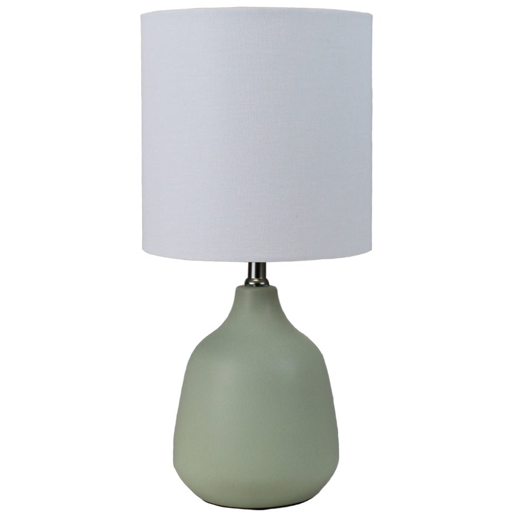 Velmora™ Grab and Go 16 in Sage Ceramic Table Lamp with White Linen Shade