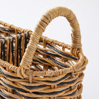 Velmora™ (2 pack) Beige & Black Resin Rattan Oval Utensil Caddy With Metal Frame
