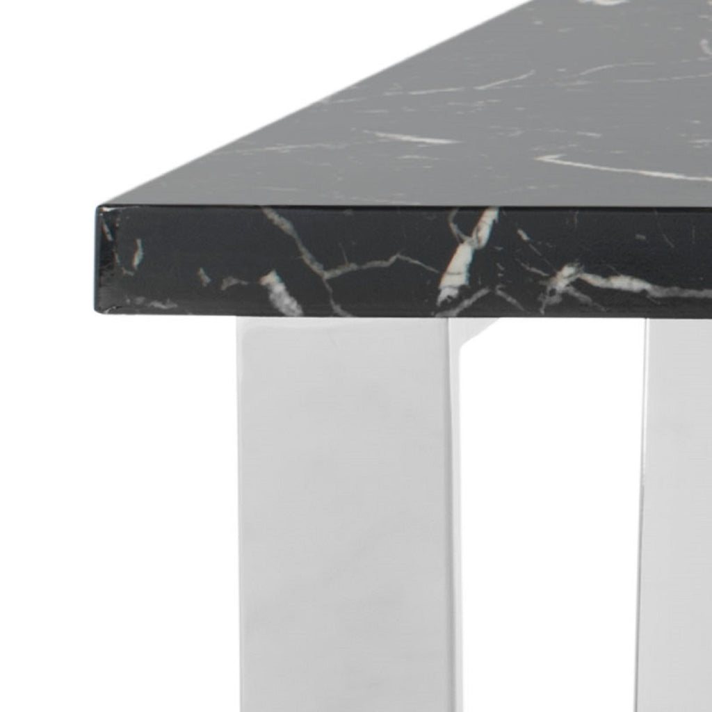 Velmora™ Carmen Modern Glam Square Coffee Table, Black Marble/Chrome