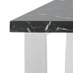 Velmora™ Carmen Modern Glam Square Coffee Table, Black Marble/Chrome