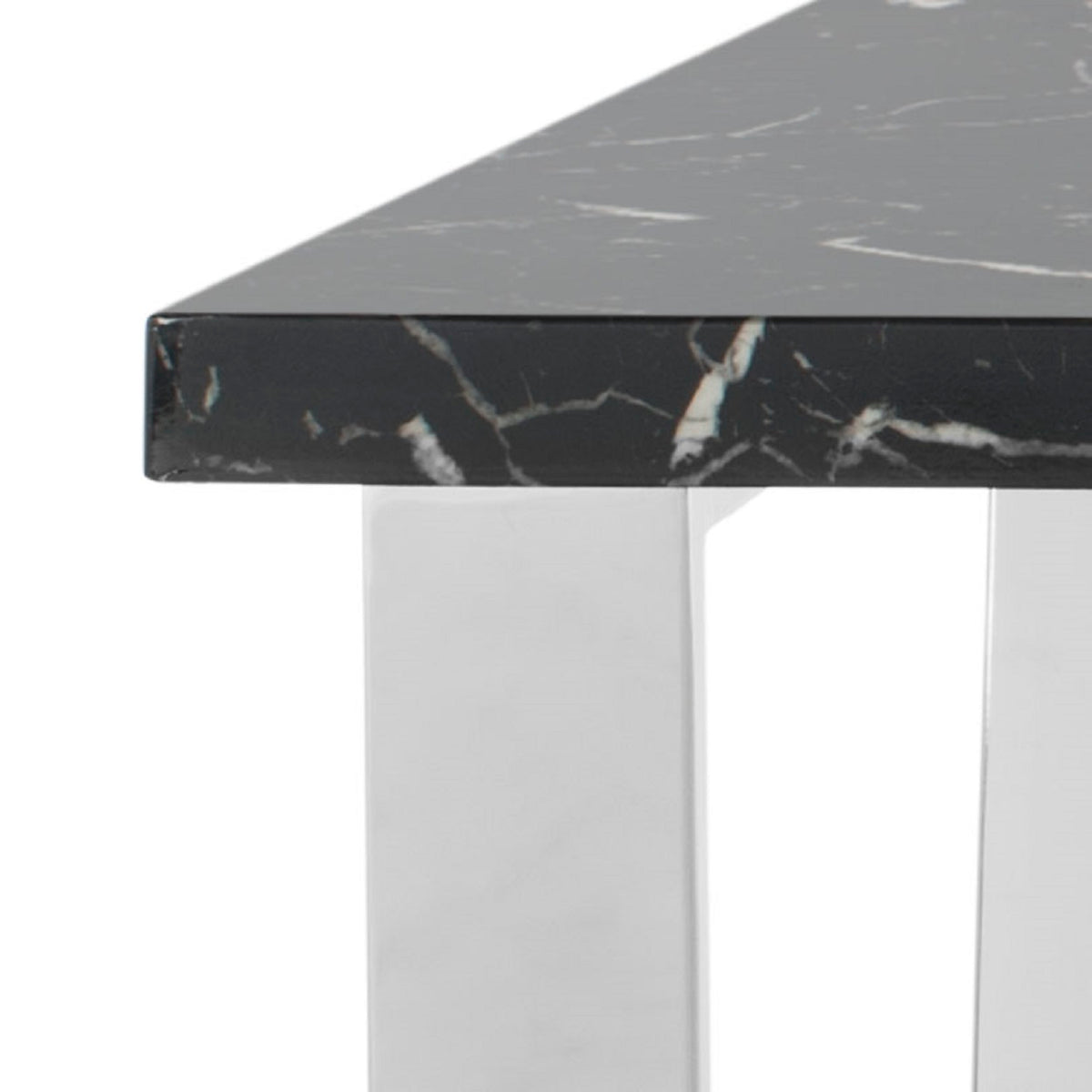 Velmora™ Carmen Modern Glam Square Coffee Table, Black Marble/Chrome