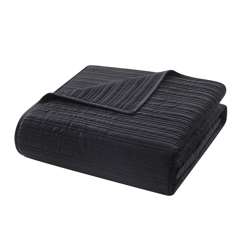 Velmora™ Velvet Stripe Quilt, King, Black
