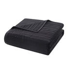Velmora™ Velvet Stripe Quilt, King, Black