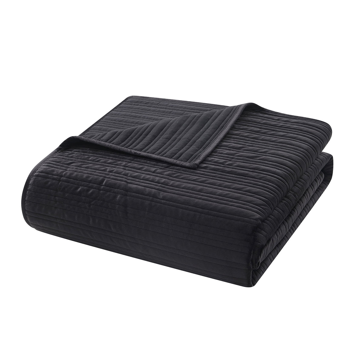 Velmora™ Velvet Stripe Quilt, King, Black