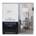 Velmora™ Glass End Table Floor Lamp with White Shade, Matte Black, 17"L x 17"W x 54"H