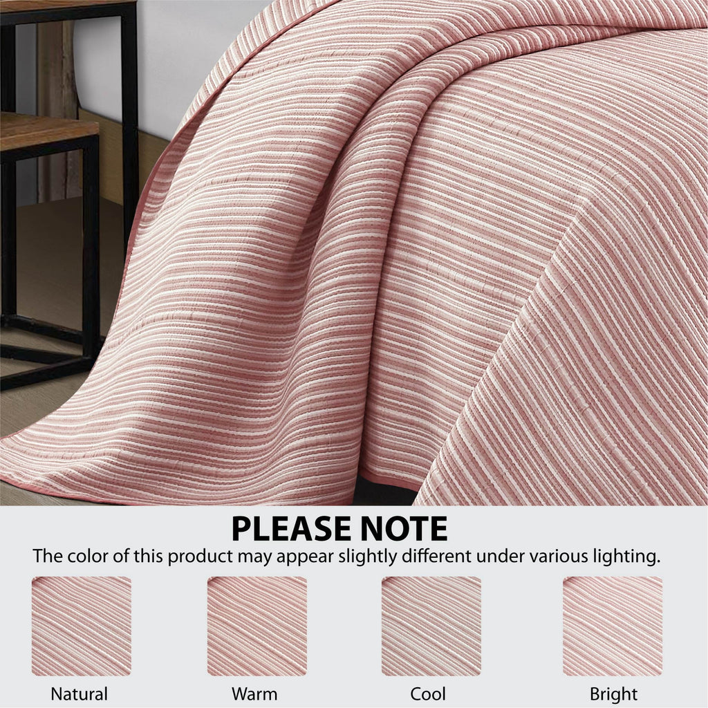 Velmora™ Essentials Full/Queen Stripe Quilt, Red Rust Coverlet, Lightweight & Reversible Bedding