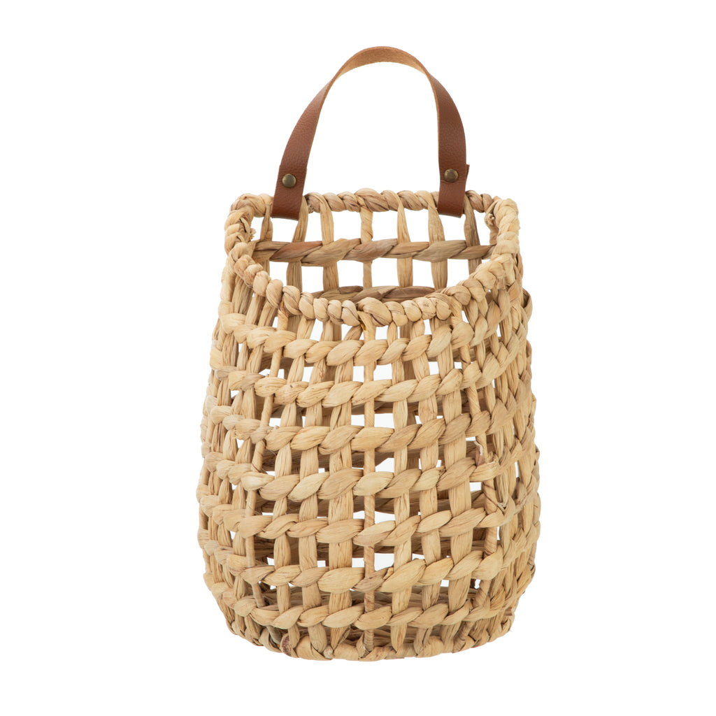 Velmora™ (2 pack) Water Hyacinth Hanging Basket with Faux Leather Strap
