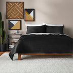 Velmora™ Velvet Stripe Quilt, King, Black