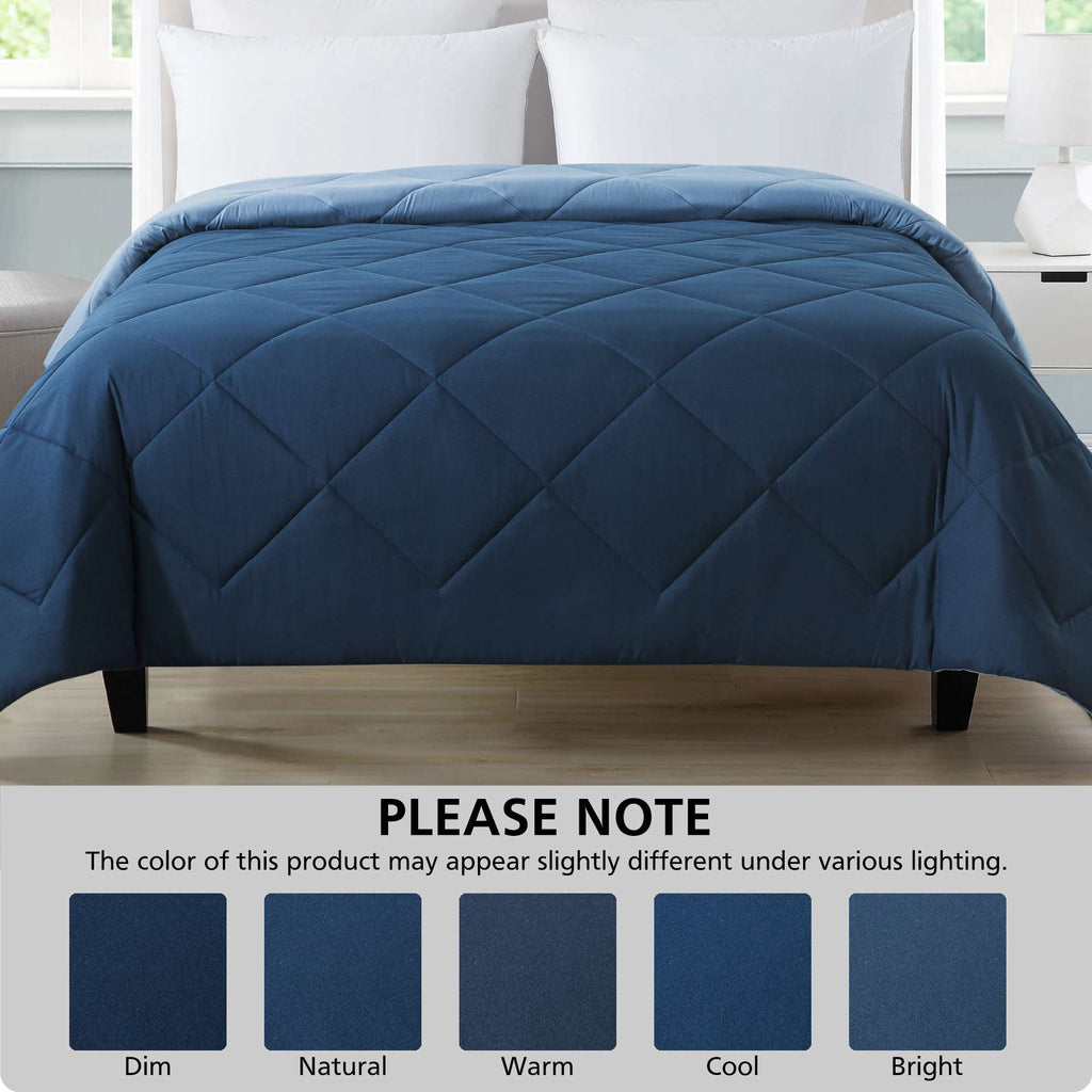 Velmora™ Reversible Microfiber Comforter, Navy, Full/Queen