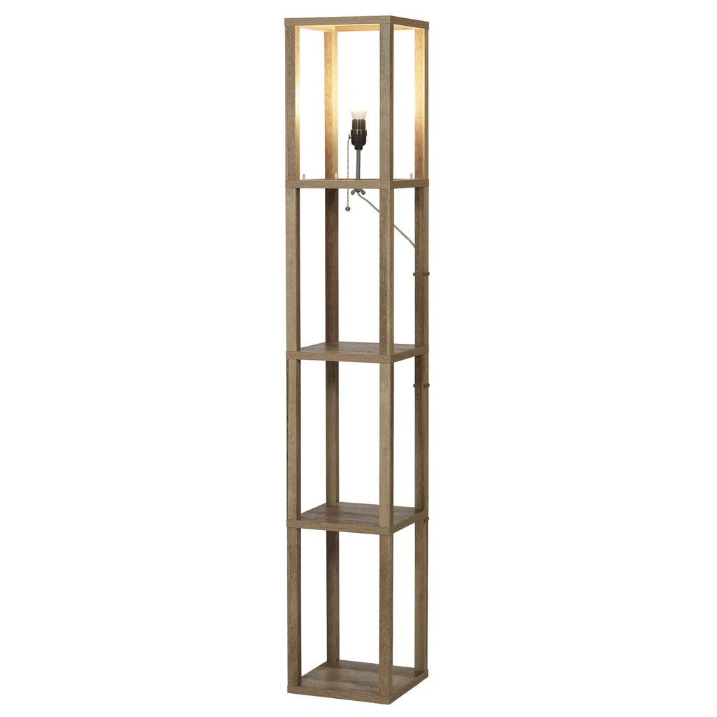 Velmora™ 62.25" Modern Pull Chain Weathered Floor Lamp with Natural Square Shade