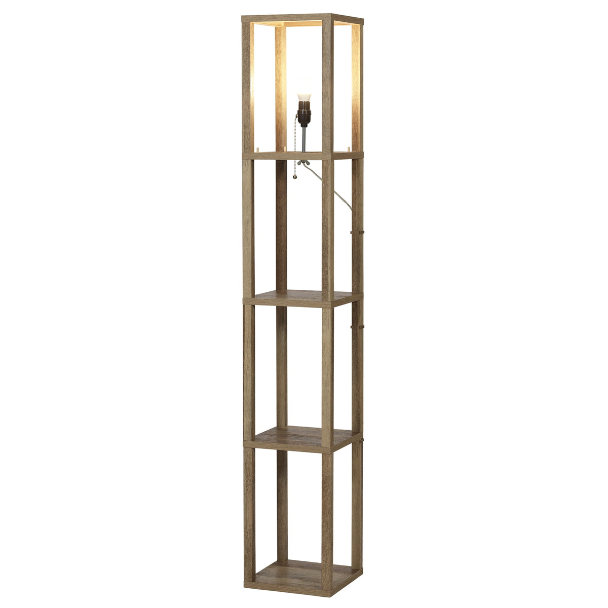 Velmora™ 62.25" Modern Pull Chain Weathered Floor Lamp with Natural Square Shade
