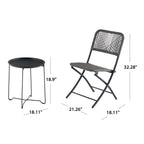 Velmora™ 3-Piece Steel and Wicker Rope Folding Outdoor Patio Bistro Set, Gray/Black